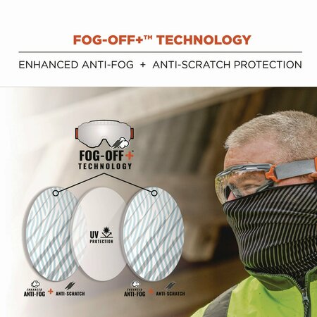 Ergodyne Skullerz ARKYN Anti-Scratch and Enhanced Anti-Fog Safety Goggles with Neoprene Strap, Clear 60310
